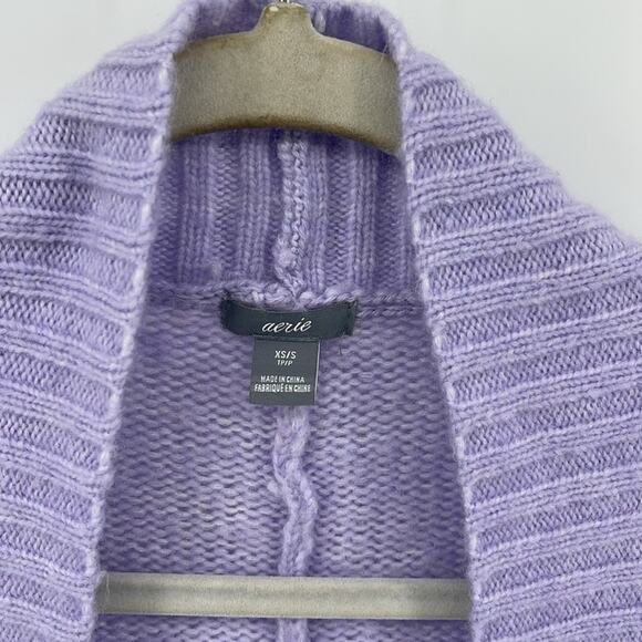 Aerie wool blend oversized chunky knit open front long line sweater cardigan XS - Picture 5 of 6